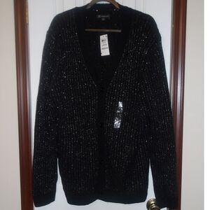 INC International Concepts Sparkly Black Cardigan Sweater Party‎ Wear Large